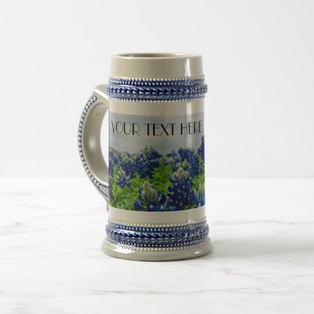 Caneca De Cerveja Flores Azuis Flores do Texas Floral (Frente Esquerda)