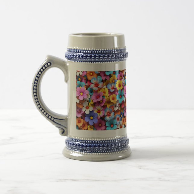 Caneca De Cerveja Flores Bonito Coloridas Padrão-20240 (Esquerda)