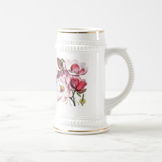 Caneca De Cerveja Flores cor-de-rosa da magnólia (Direita)