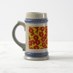 Caneca De Cerveja Flores da dália vermelha e amarela