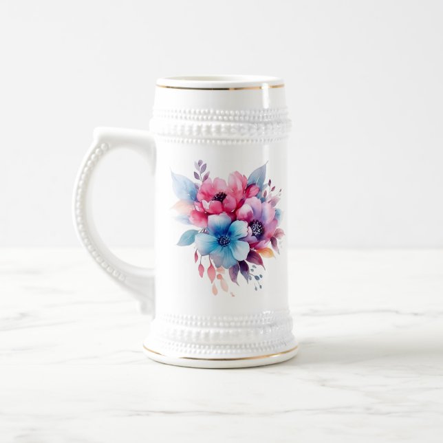 Caneca De Cerveja Flores De Aquarela Design-45893 (Esquerda)
