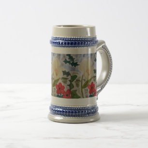 Caneca De Cerveja Flores de inverno e Holly