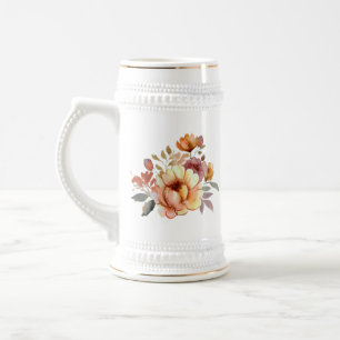 Caneca De Cerveja Flores de Outono em Aquarela Clipart-77628