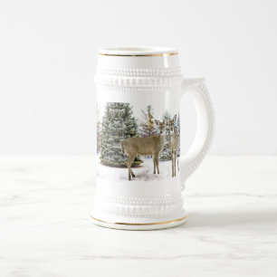 Caneca De Cerveja Floresta de Inverno Pitoresca com Casa de Férias d