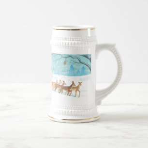 Caneca De Cerveja Floresta de neve de inverno Roe Deer