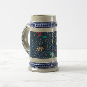 Caneca De Cerveja foguete cosmonauta do gato