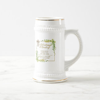 Caneca De Cerveja Folha Botânica Bautizo Bautismo Baptism Nome Verse