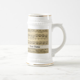 Caneca De Cerveja Folha de Música Vintage