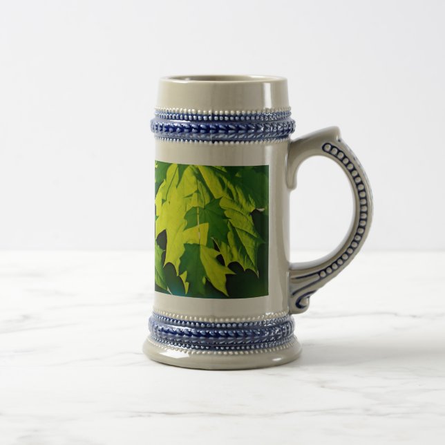 Caneca De Cerveja Folhas frescas de bordo verde (Direita)