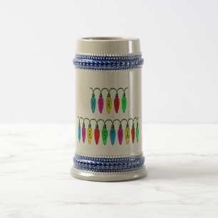 Caneca De Cerveja Fonte das luzes de Natal coloridas