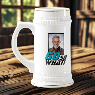 Caneca De Cerveja Foto de Citação Engraçada 60 e Daí Aniversário de 