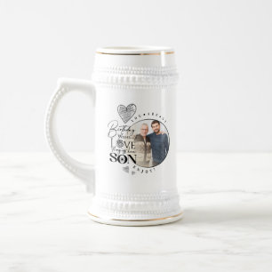 Caneca De Cerveja Foto de tipografia de aniversário de neto e filho