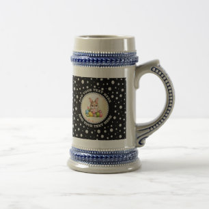 Caneca De Cerveja Foto Personalizada com Pérolas em Círculo sobre Pr