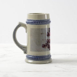 Caneca De Cerveja Fotografia de Cerejas Vermelhas Frescas