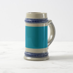 Caneca De Cerveja Fundo Azul Ciano Sólido   Estilo Minimalista de Ve