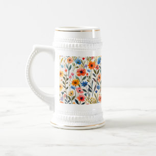 Caneca De Cerveja Fundo de Primavera de aquarelas - 99033