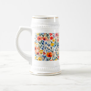 Caneca De Cerveja Fundo de Primavera de aquarelas - 99034