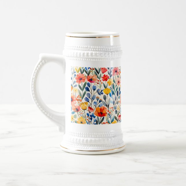 Caneca De Cerveja Fundo de Primavera de aquarelas - 99034 (Esquerda)