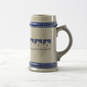 Caneca De Cerveja Gato de Cabelo Negro e Branco
