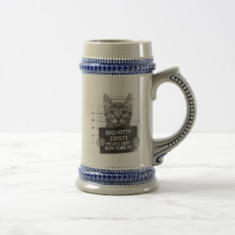 Caneca De Cerveja Gato Ruim Polícia Kitty Foto de Prisão Engraçado 