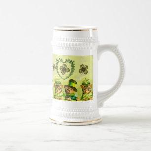 CANECA DE CERVEJA GATOS DE DIA DE SÃO PATRÍCIO DE FASHION ENGRAÇADOS
