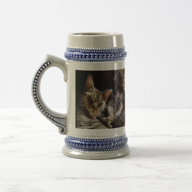 Caneca De Cerveja Gatos jogando pôquer (Esquerda)