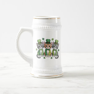 Caneca De Cerveja Gatos sortudos do dia de São Patrício-47474