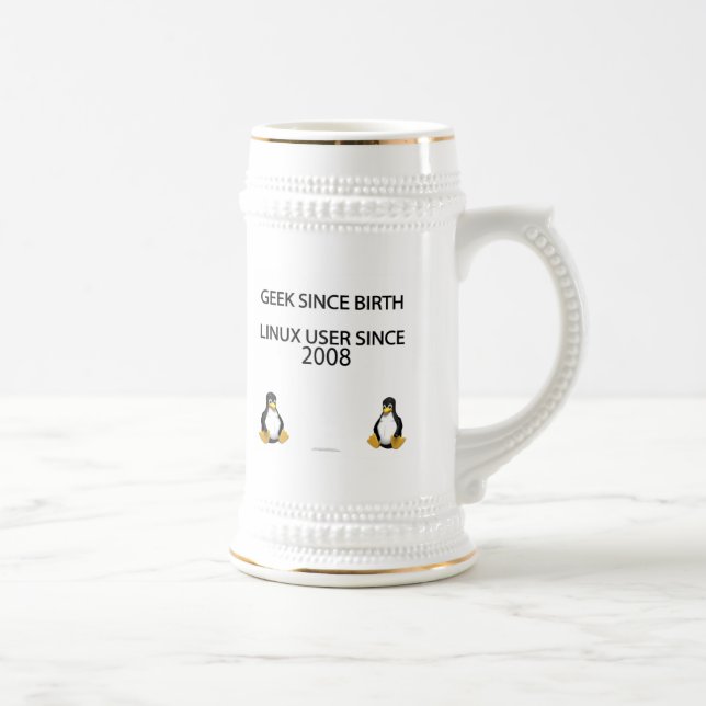 Caneca De Cerveja Geek desde o nascimento. Usuário de Linux desde (Direita)