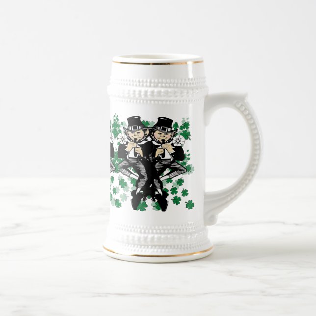 Caneca De Cerveja Gêmeos Irlandeses Dobram a Sorte do Leprechaun (Direita)