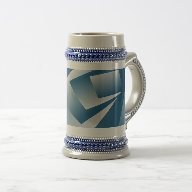 Caneca De Cerveja Geometria azul-teal (Frente Esquerda)