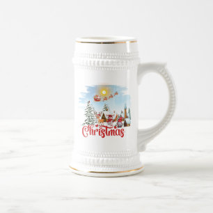 Caneca De Cerveja Gnomo Bonito, Neve Celebrando Férias de Natal