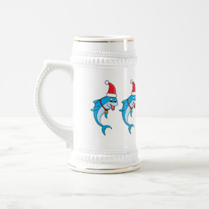 Caneca De Cerveja Golfinho bonito com desenho animado de Papai Noel