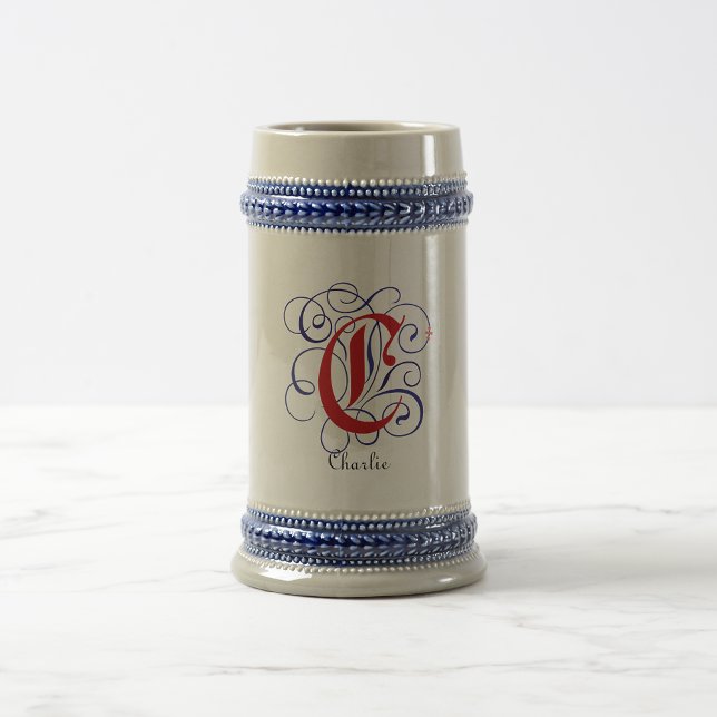 Caneca De Cerveja Gótica Monograma - Letra C Nome Personalizado (Criador carregado)
