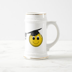 Caneca De Cerveja Graduação "Concluída" Engraçado Emoji