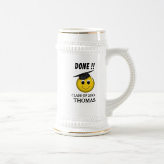 Caneca De Cerveja Graduação "Concluída" Engraçado Emoji