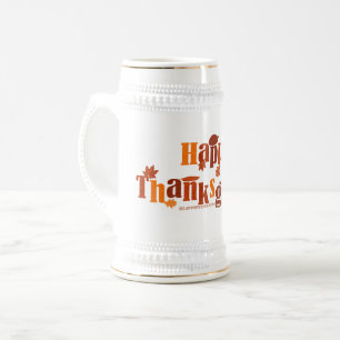 Caneca De Cerveja Grático festivo e brilhante de Ação de Graças do S