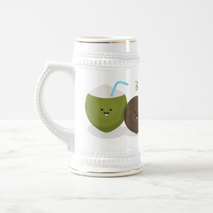 Caneca De Cerveja Grátis feliz desenho animado de coconuts kawaii