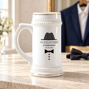 Caneca De Cerveja Gravata Borboleta Damask Personalizada Presente pa