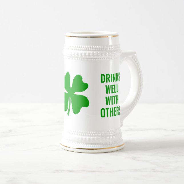 Caneca De Cerveja Green lucky shamrock funny St Patrick's Day  (Frente Esquerda)