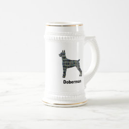 Caneca De Cerveja Grelha de Silhute de Cachorro Doberman Pinscher