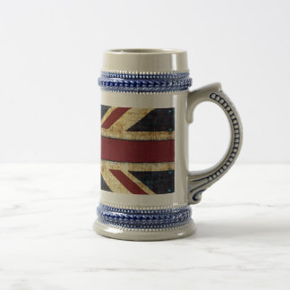 Caneca De Cerveja Grunge Union Jack - clássico - olhar do vintage