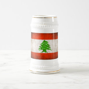 Caneca De Cerveja Grungy Lebanon Flag