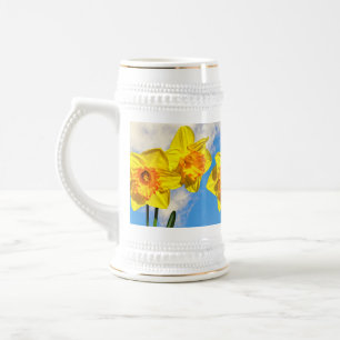 Caneca De Cerveja Grupo de Daffodils Douradas Flores da Medalha Mug