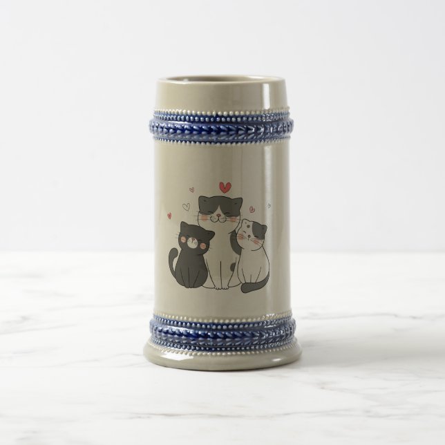 Caneca De Cerveja grupo de gatos bonitos | design de amante de gatos (Centro)