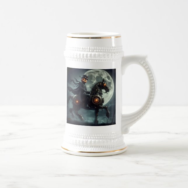 Caneca De Cerveja Halloween Steampunk Cavaleiro Sem Cabeça (Direita)