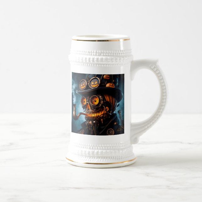 Caneca De Cerveja Halloween Steampunk Gothic Jack-O-Lantern (Direita)