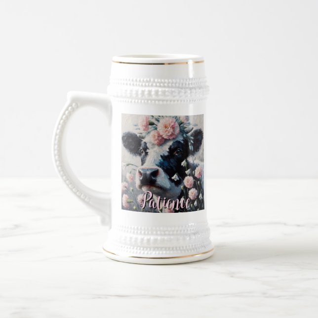 Caneca De Cerveja Holstein Cow Flowers Farm Farmhouse Personalized (Esquerda)
