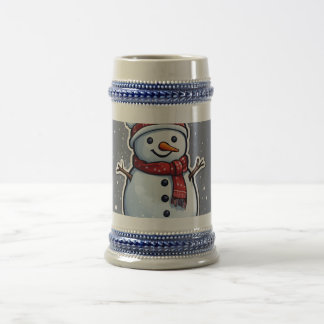 Caneca De Cerveja Homem de Neve Adorável com Carvalho de Natal