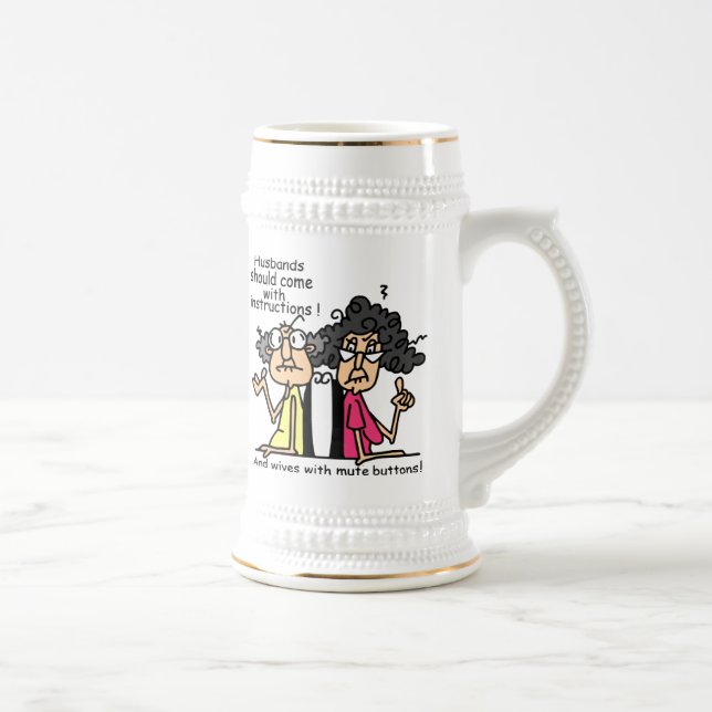 Caneca De Cerveja Humor da atitude dos maridos e das esposas (Direita)