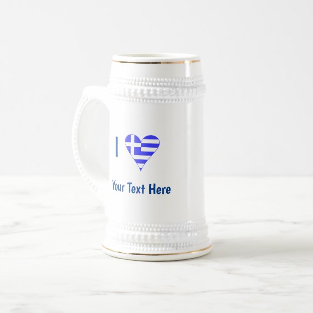 Caneca De Cerveja I (Sinalizador Grego) Seu Texto (Frente Esquerda)